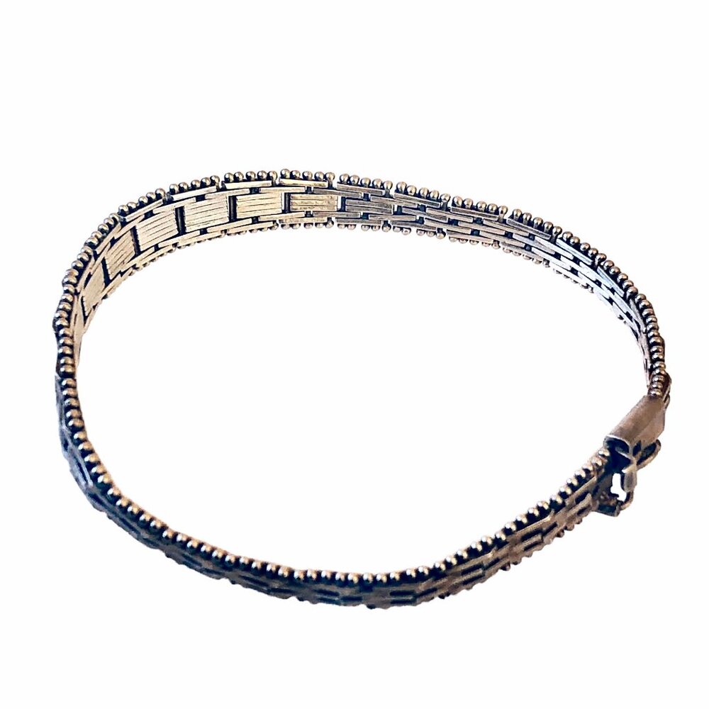 Sterling Silver Italy 925 Unique Chain Bracelet Signed SU Womens 7" - Picture 9 of 16